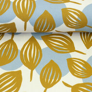 Canvas - Dots and Leaves - Oker-Blauw