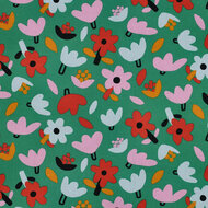Poplin - Flowers - Groen