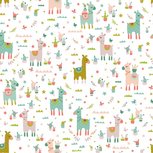 Poplin Lama Cactus Party Wit Poplin Lama Cactus Party Wit