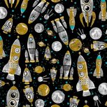 French Terry Digital Rockets Zwart French Terry Digital Rockets Zwart