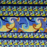 Viscose Jacquard - Kleurijke Vormen - Blauw Viscose Jacquard - Kleurijke Vormen - Blauw