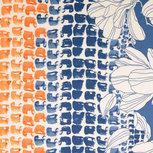 Coupon 1.6m - Jersey - Print all over - Blauw Oranje Coupon 1.6m - Jersey - Print all over - Blauw Oranje