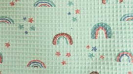 Wafelstof - Rainbow - Mint Wafelstof - Rainbow - Mint