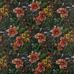 Imitatieleer - Bloementuin - Zwart Imitatieleer - Bloementuin - Zwart