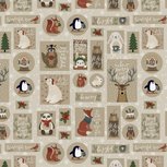 Poplin - Happy Christmas - Beige Poplin - Happy Christmas - Beige