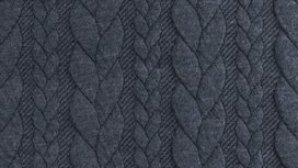 Jacquard Sweat - Uni Kabel - Jeansblauw Jacquard Sweat - Uni Kabel - Jeansblauw