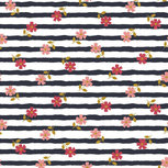 French Terry - Flower Stripes - Navy French Terry - Flower Stripes - Navy