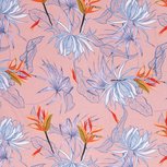 Viscose Linnen - Lizzy Flowers - Roze Viscose Linnen - Lizzy Flowers - Roze