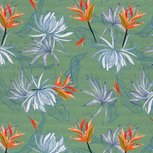 Viscose Linnen - Lizzy Flowers - Groen Viscose Linnen - Lizzy Flowers - Groen
