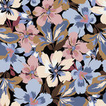 Modal Katoen Jersey - Flowers - Zwart/Blauw Modal Katoen Jersey - Flowers - Zwart/Blauw