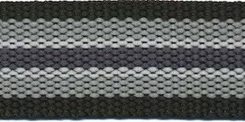 Tassenband 30 mm streep zwart/licht grijs/wit/antraciet Tassenband 30 mm streep zwart/licht grijs/wit/antraciet
