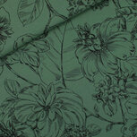 French Terry - Wild Roses - Eend Groen French Terry - Wild Roses - Eend Groen