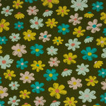 Coupon 0.5m - Alpensweat - Flowers - Legergroen Coupon 0.5m - Alpensweat - Flowers - Legergroen