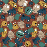 French Terry - Monsters - Terra Cotta French Terry - Monsters - Terra Cotta