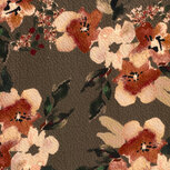 Viscose - Bloemen Bubble - Kaki Viscose - Bloemen Bubble - Kaki