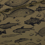 French Terry - Fish Study - Olijfgroen (SYAS) French Terry - Fish Study - Olijfgroen (SYAS)
