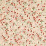 Coupon 0.6m - Chiffon - Plissee Rode Bloemen - Ecru Coupon 0.6m - Chiffon - Plissee Rode Bloemen - Ecru