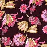 Viscose Crepe - Bloemen - Aubergine Viscose Crepe - Bloemen - Aubergine