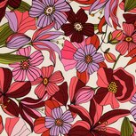 Viscose Crepe - Bloemen - Rood/Roze Viscose Crepe - Bloemen - Rood/Roze