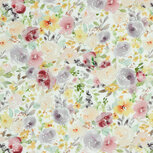 Katoen - Flowers With Embroidery - Ecru Katoen - Flowers With Embroidery - Ecru