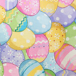 Coupon 0.5m - Katoen - Happy Easter Eitjes - Multicolor Coupon 0.5m - Katoen - Happy Easter Eitjes - Multicolor