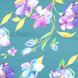 Chiffon - Crinkle Flowers - Petrol Chiffon - Crinkle Flowers - Petrol