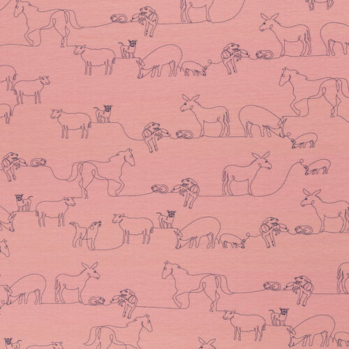 Coupon 0.8m - Jersey - Max, Minnie and all - Oudroze Coupon 0.8m - Jersey - Max, Minnie and all - Oudroze