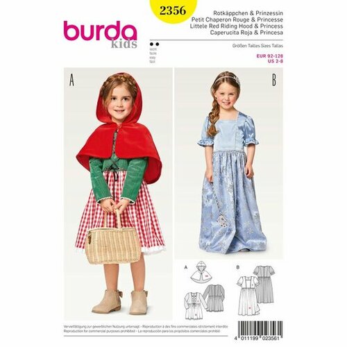Burda Patroon 2356 - Roodkapje en Prinses Burda Patroon 2356 - Roodkapje en Prinses