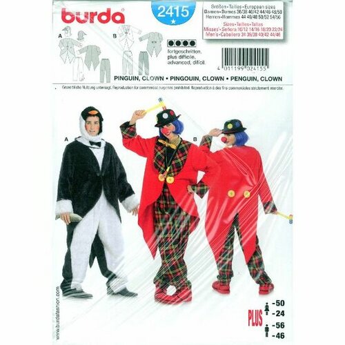 Burda Patroon 2415 - Penguin en Clown Burda Patroon 2415 - Penguin en Clown