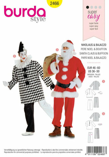Burda Patroon 2466 - Kerstman en Clown Burda Patroon 2466 - Kerstman en Clown