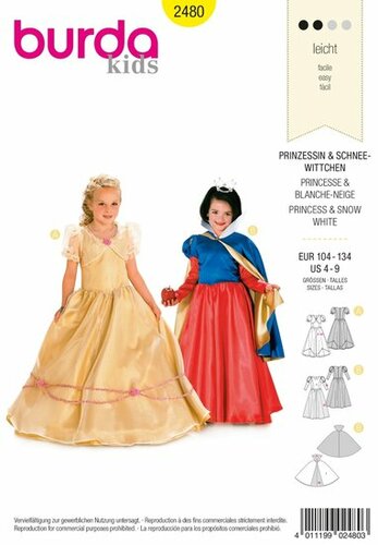 Burda Patroon 2480 - Prinses en Sneewwitje Burda Patroon 2480 - Prinses en Sneewwitje