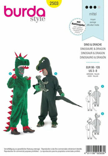 Burda Patroon 2503 - Dino en Draak Burda Patroon 2503 - Dino en Draak