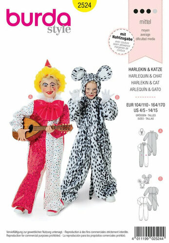 Burda Patroon 2524 - Clown en Kat Burda Patroon 2524 - Clown en Kat