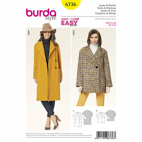 Burda Patroon 6736 - Jas en Mantel