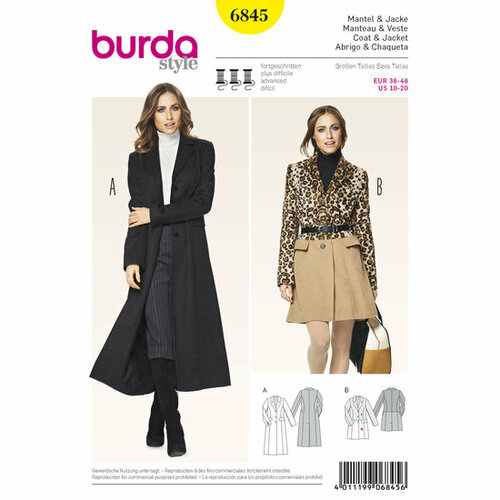 Burda Patroon 6845 - Mantel en Jas