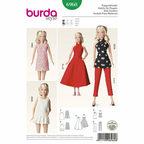Burda Patroon 6960 - Poppenkleding