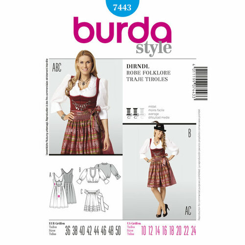 Burda Patroon 7443 - Tiroler Jurk