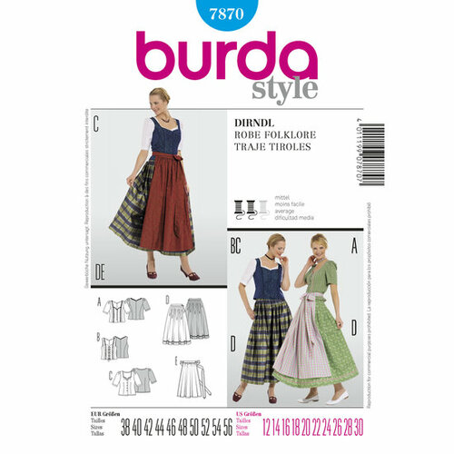 Burda Patroon 7870 - Tiroler Jurk