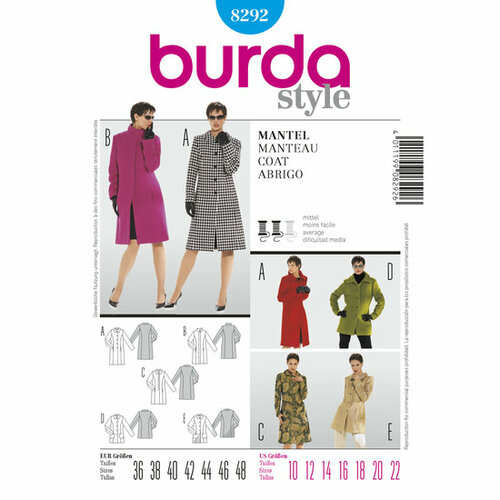 Burda Patroon 8292 - Mantel