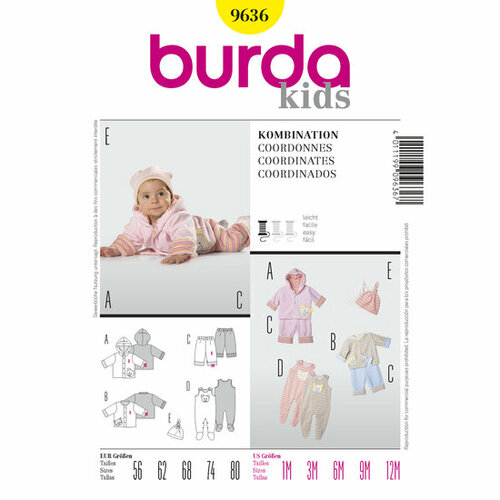 Burda Patroon 9636 - Jas, Broek en Kruippakje