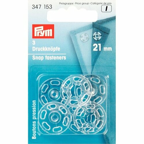 Prym Aannaaidrukknoop Kunststof Transparant 21mm