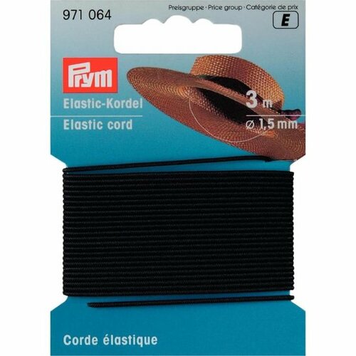 Prym Koordelastiek Zwart 1,5mm 3m (Hoedenelastiek)