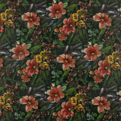Imitatieleer - Bloementuin - Zwart Imitatieleer - Bloementuin - Zwart