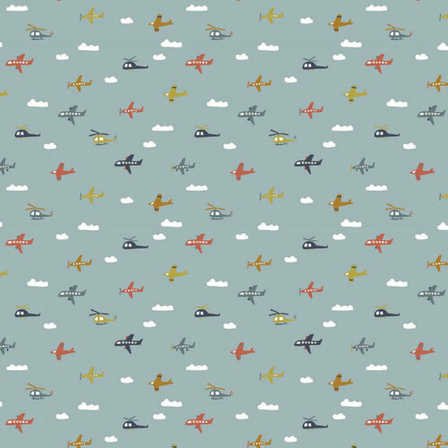 Poplin - Fly With Me - Oudblauw Poplin - Fly With Me - Oudblauw