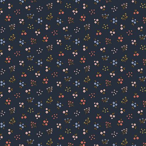 Poplin - Small Flowers - Navy Poplin - Small Flowers - Navy