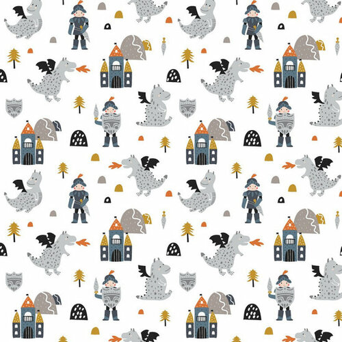 Poplin - Knight Castle - Wit Poplin - Knight Castle - Wit