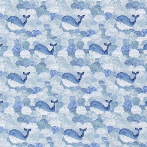 Poplin - Walvissen - Blauw Poplin - Walvissen - Blauw