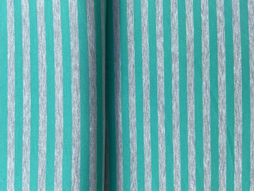 Coupon 1.5m - French Terry - Stripes - Groen/Grijs Coupon 1.5m - French Terry - Stripes - Groen/Grijs