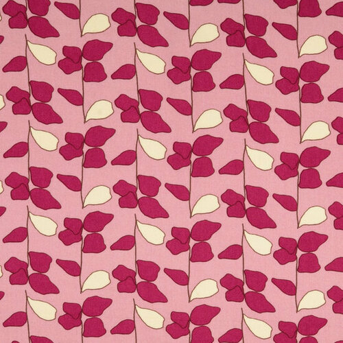 Coupon 1.35m - Viscose - Blaadjes - Roze Coupon 1.35m - Viscose - Blaadjes - Roze