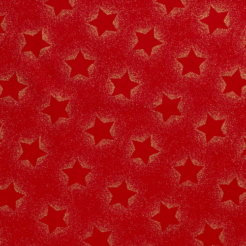 Poplin - Kerst Sterren Foil - Rood Poplin - Kerst Sterren Foil - Rood